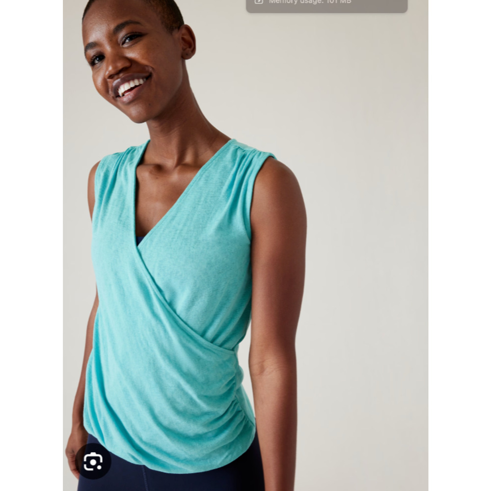 Athleta Breezy Blue Wrap Tank Size Medium Performance Athletic Athleisure